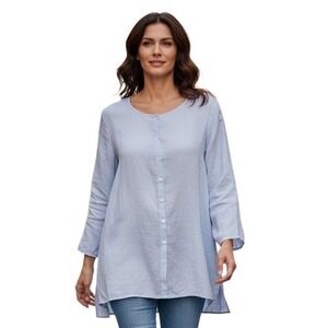Tahari 100%Linen Womens size 3X Euro Summer Beach Preppy Button Down Coastal Top